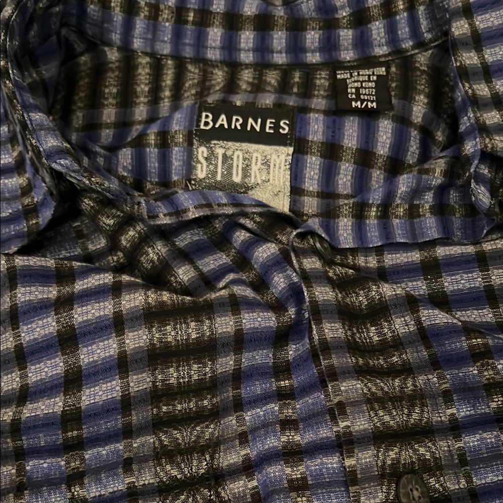 Jhane Barnes Blue and Black Casual Button Down Shirt